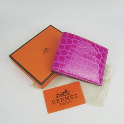 Cheap Replica Hermes Peach Crocodile Veins Bi-Fold Wallet H014